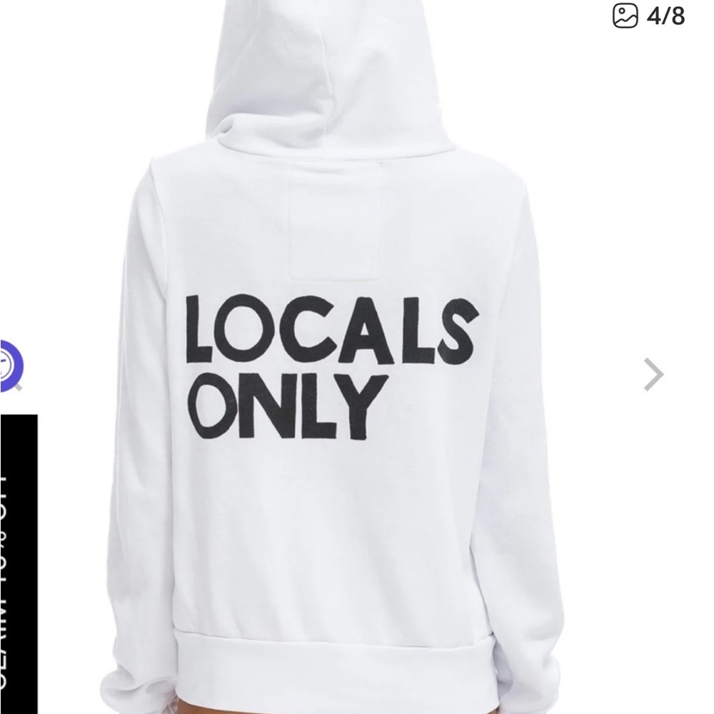 Aviator Nation White Hoodie with Bold Black Text - Picture 2 of 5